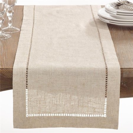 SARO LIFESTYLE SARO 731.N1690B 16 x 90 in. Rectangle Hemstitched Linen Blend Table Runner - Natural 731.N1690B